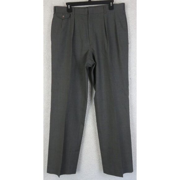 Mens Vintage Polo Ralph Lauren Wool‎ Brown Pleated Front Slacks Size 36x33
